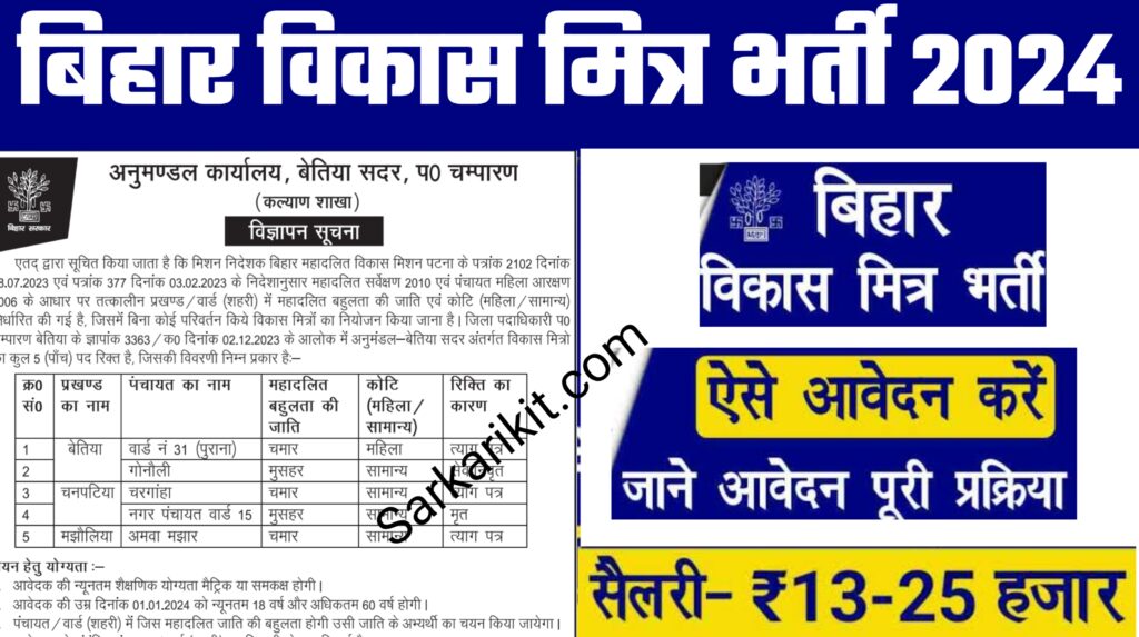 Bihar Vikas Mitra Vacancy 2024